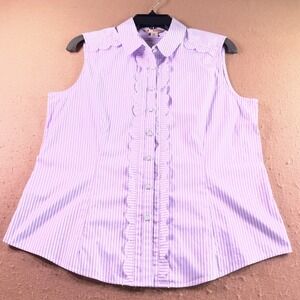 Brooks Brothers Red Fleece Purple Striped Scallop Sleeveless Shirt 100130772 10